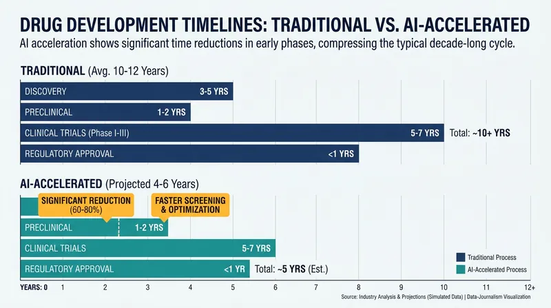 AI significantly compresses the discovery and preclinical phases of drug development.