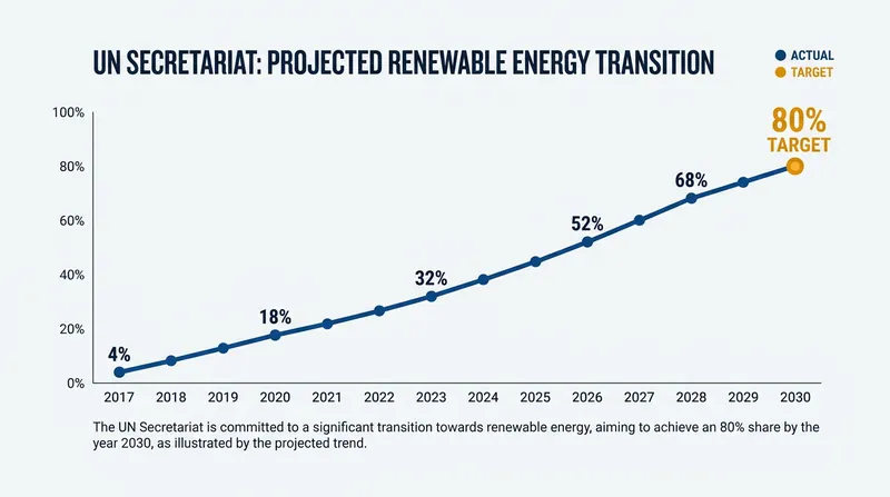 The UN Department of Operational Support aims to transition field missions to 80% renewable energy by the end of the decade.