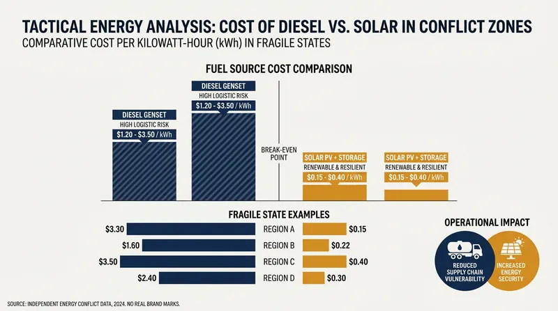 The plummeting cost of solar technology has made it cheaper than diesel generation in every country hosting a UN mission.