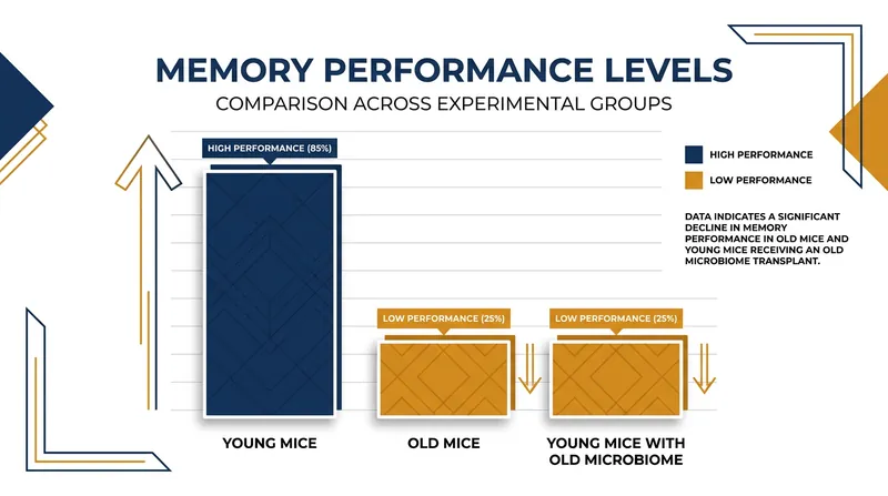 Young mice that acquired an aged microbiome performed as poorly on memory tests as elderly mice.