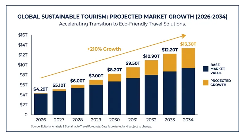 The global sustainable tourism market is projected to more than triple over the next eight years.