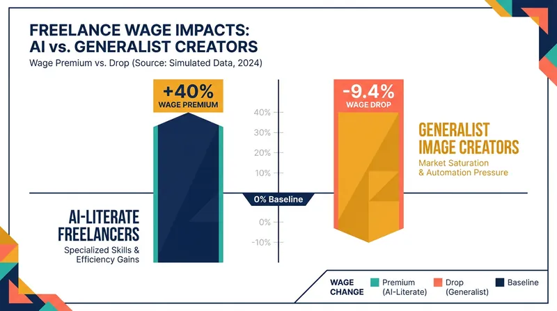 The wage gap is widening between AI-literate specialists and generalist freelancers.