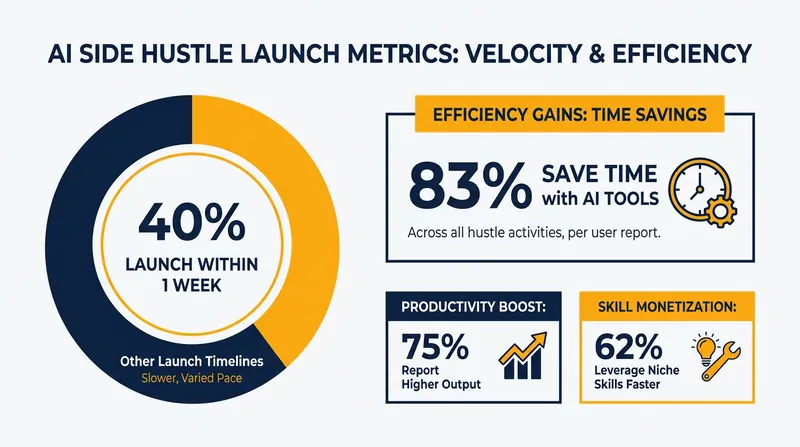 Nearly 40% of side hustlers utilizing AI tools are able to launch their business within a single week.