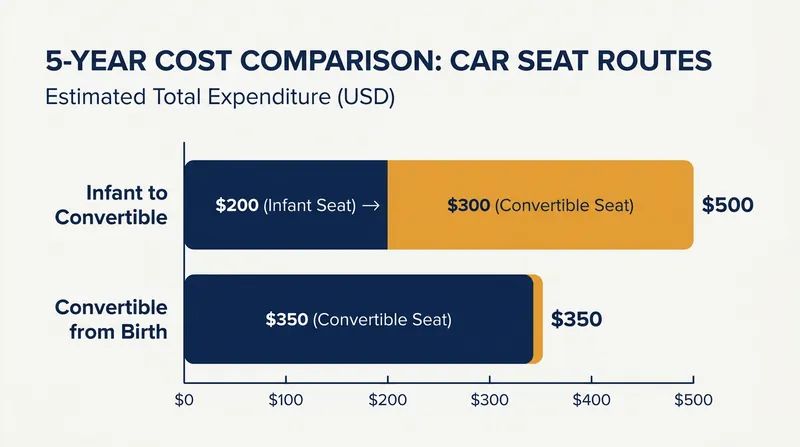 While convertible seats have a higher upfront cost, they generally offer greater financial efficiency over a five-year period.