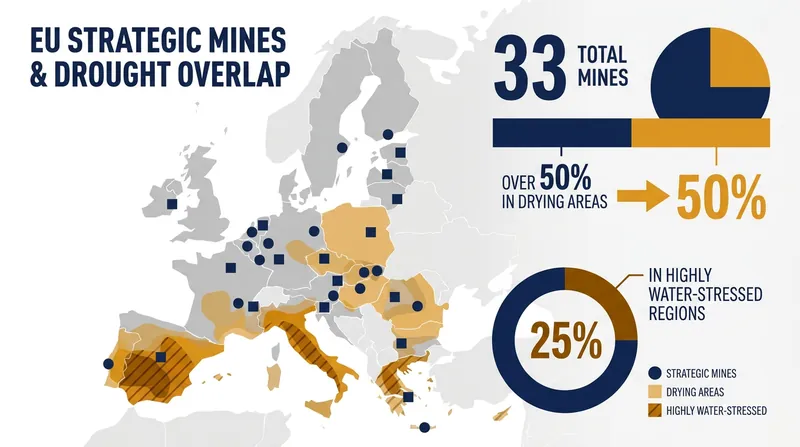 A significant portion of Europe's new mining projects overlap with water-stressed zones.