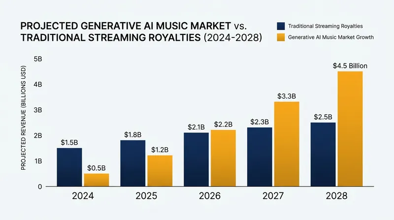 The generative AI music market is projected to reach $4.5 billion by 2028.