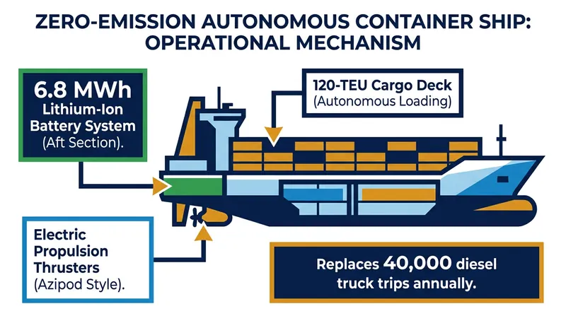 Fully electric autonomous vessels eliminate both local air pollution and greenhouse gas emissions.