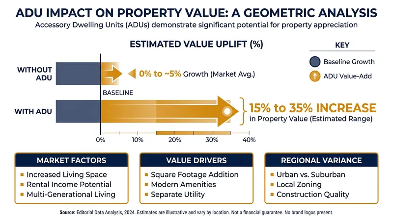 Adding a permitted ADU consistently boosts a property's market value, often by 15% to 35%.