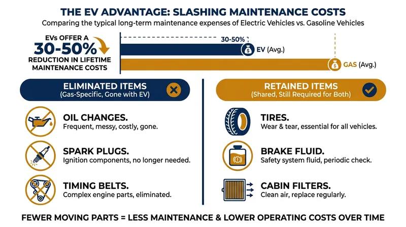 Electric vehicles eliminate dozens of mechanical failure points, drastically reducing routine maintenance costs.