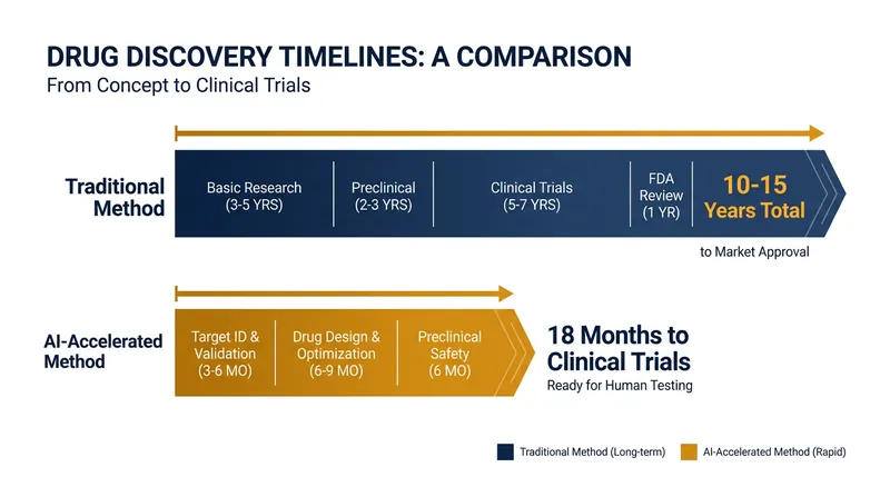 Generative AI is drastically compressing the front-end timeline of pharmaceutical development.