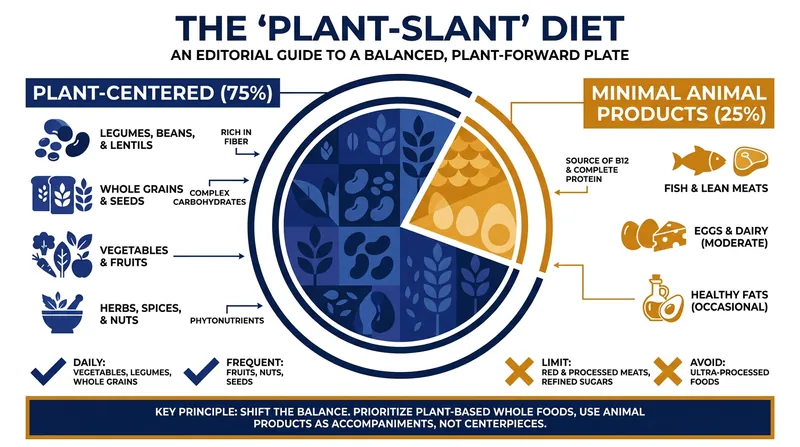 The 'Plant-Slant' approach prioritizes whole grains, beans, and greens over animal protein.