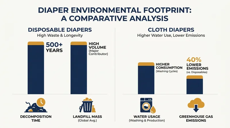 Lifecycle assessments show cloth diapers generate fewer greenhouse gas emissions, despite requiring water for laundering.