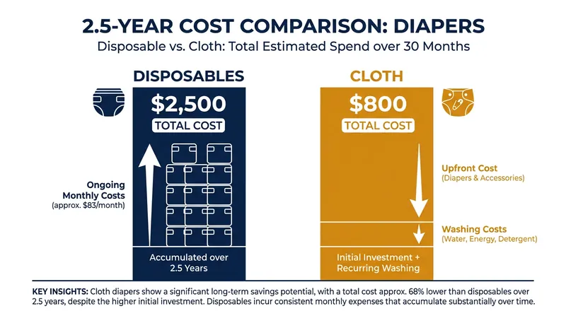 While cloth diapers require a higher upfront investment, they save families thousands over a child's diapering years.