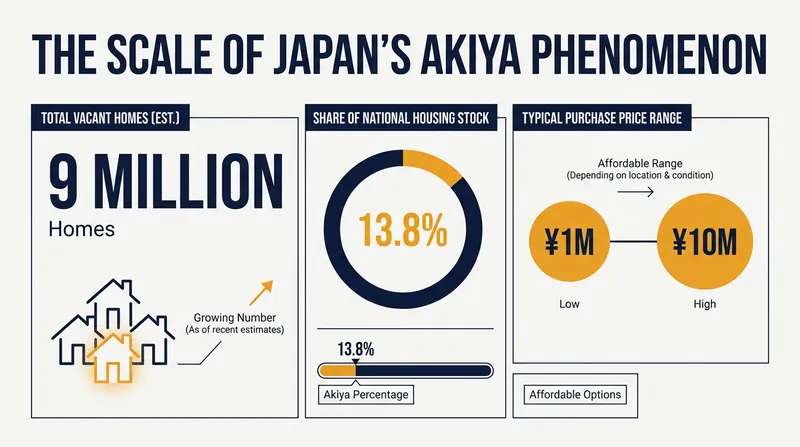 Japan's housing stock currently includes roughly 9 million vacant properties, a figure that continues to rise.