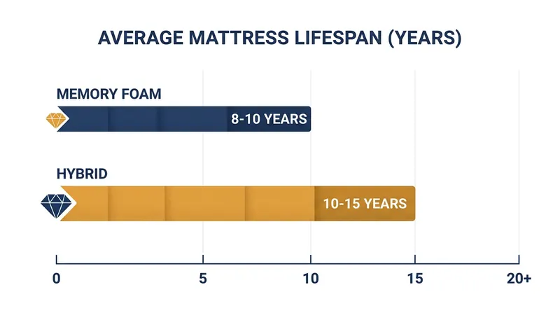 Though hybrids require a higher initial investment, their steel coil cores generally provide a longer functional lifespan than all-foam beds.