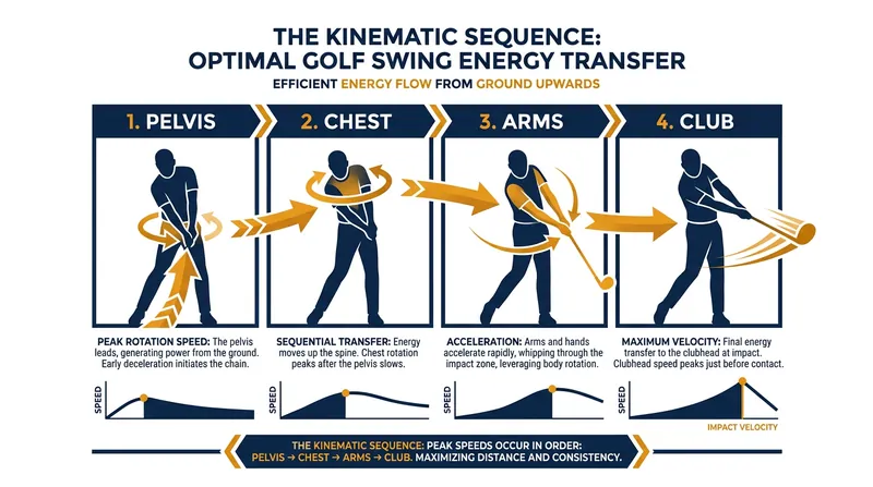 The kinematic sequence illustrates how energy transfers from the ground up during an efficient golf swing.