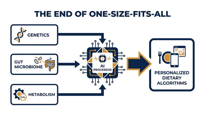 Precision nutrition relies on integrating multiple biological data points to predict how an individual will respond to specific foods.