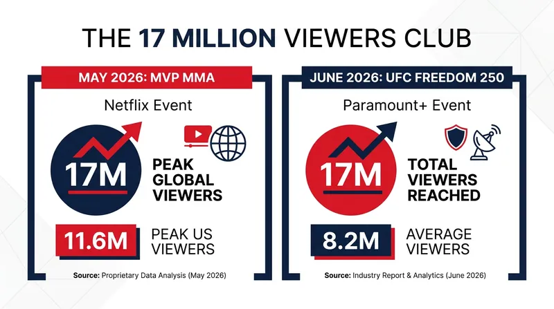 Both MVP MMA and the UFC reached the 17-million-viewer threshold through their respective streaming partners.