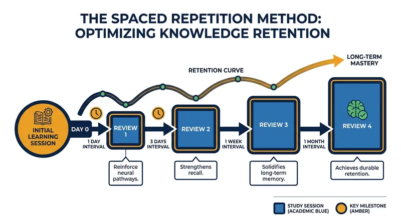 Spaced repetition leverages increasing intervals of time to signal to the brain that information must be stored long-term.