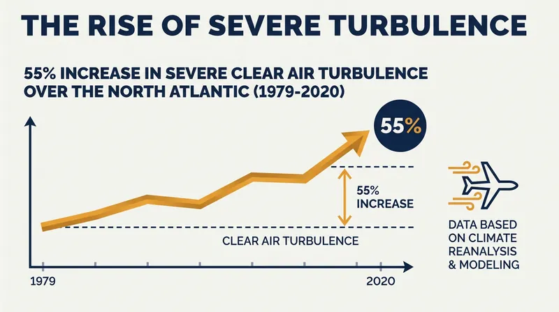 Climate change has significantly increased the frequency of severe turbulence over major flight corridors.