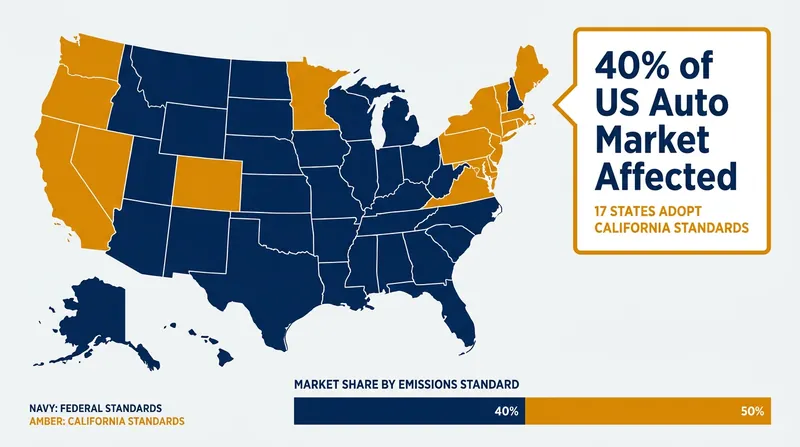Seventeen states representing 40% of the US auto market will now revert to the federal emissions baseline.