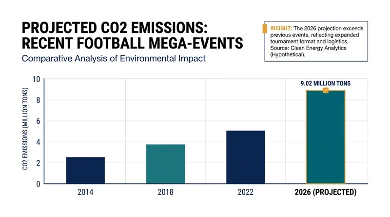While individual stadiums grow greener, the expanding scale of global tournaments continues to drive up total emissions.