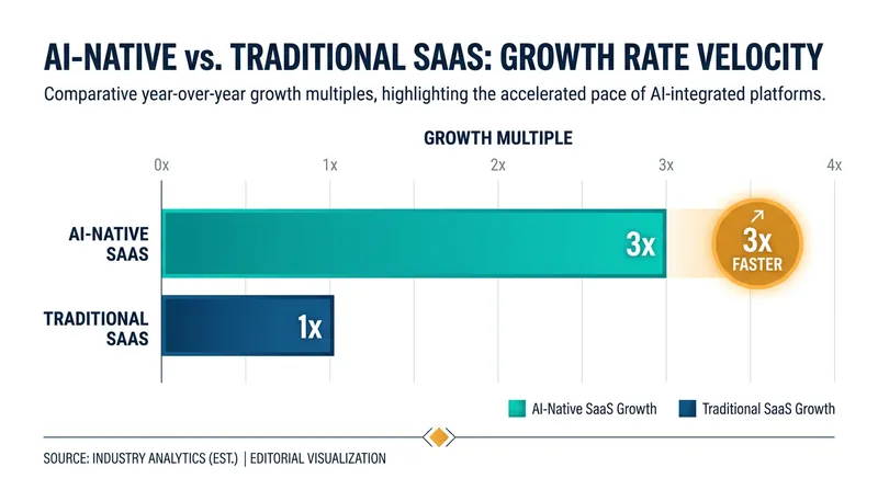 AI-native software platforms are currently growing at three times the rate of traditional SaaS offerings.