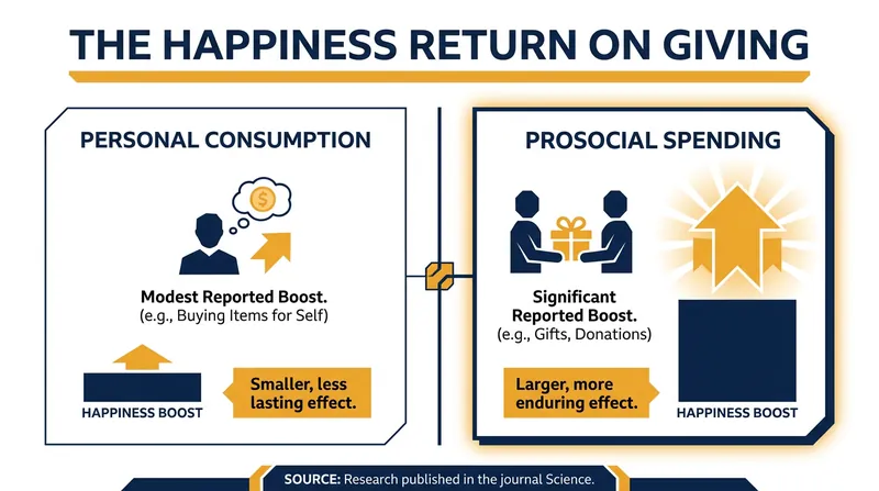 Behavioral science consistently shows that spending money on others yields a higher emotional return than spending on oneself.