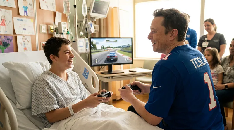 Days before the game, Maye visited Boston Children's Hospital to play video games and connect with pediatric oncology patients.