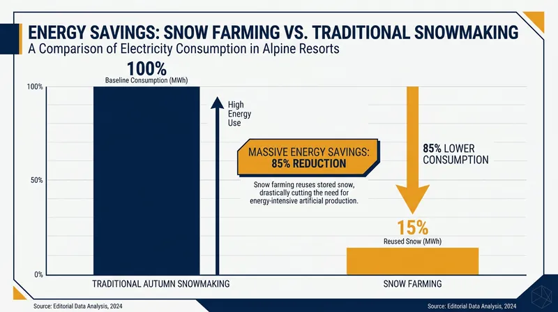 Snow farming drastically cuts the energy required to prepare early-season slopes.
