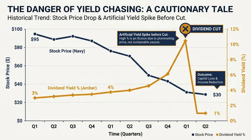 A spiking dividend yield is often a warning sign of a collapsing stock price, not an opportunity.
