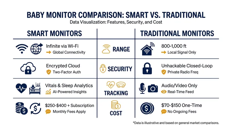 The core trade-offs between Wi-Fi connected smart monitors and closed-loop traditional monitors.