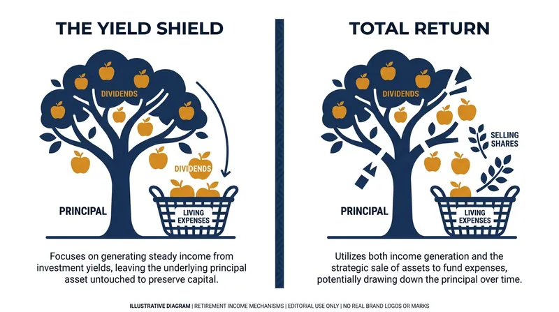 Mechanism: The Yield Shield relies entirely on cash flow generated by the assets, whereas Total Return relies on a combination of cash flow and strategic asset sales.