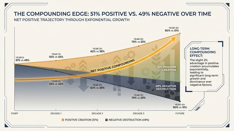 A net positive difference of just 1 to 2 percent, compounding over time, is the engine of civilization.