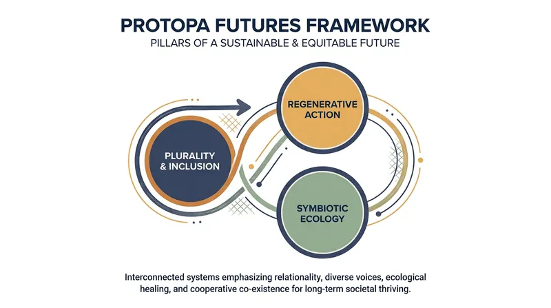 Modern interpretations of protopia move beyond tech-optimism to focus on ecological and social regeneration.
