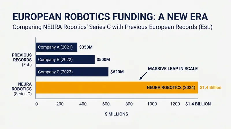 NEURA's $1.4 billion raise shatters previous funding records for European robotics companies.