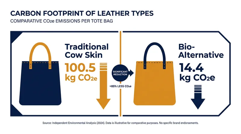 Producing a bio-alternative tote bag generates roughly 85% fewer carbon emissions than a traditional cow skin equivalent.