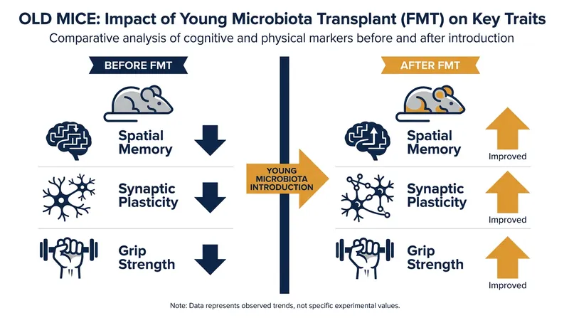 The benefits of a young microbiome extend beyond cognition, improving overall physical frailty and grip strength.