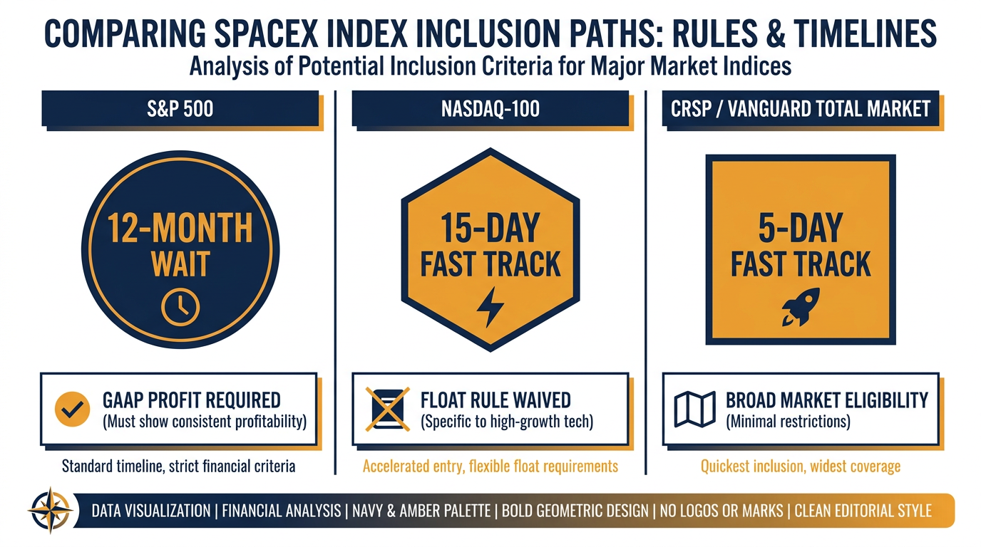 How the major index providers diverged on fast-tracking SpaceX into their flagship benchmarks.