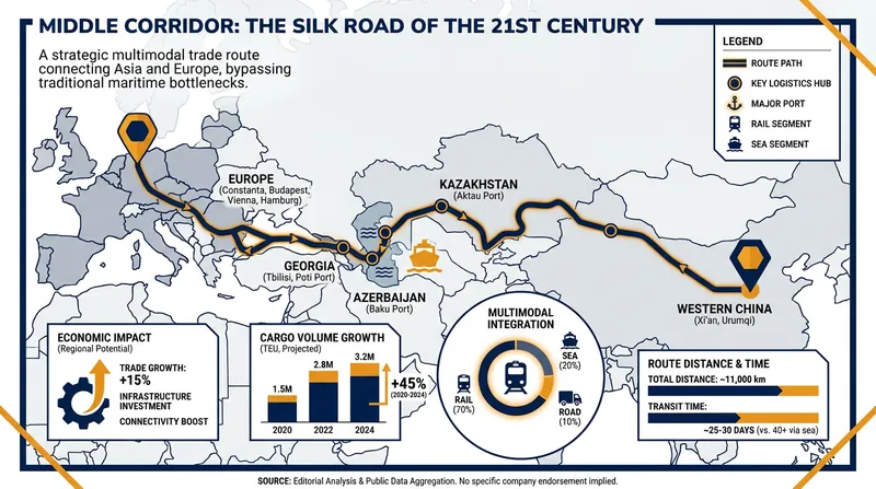 The 4,250-kilometer multimodal route requires cargo to transfer between rail and sea multiple times.