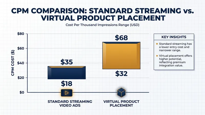Virtual placements command a significant premium over traditional pre-roll and mid-roll streaming ads.