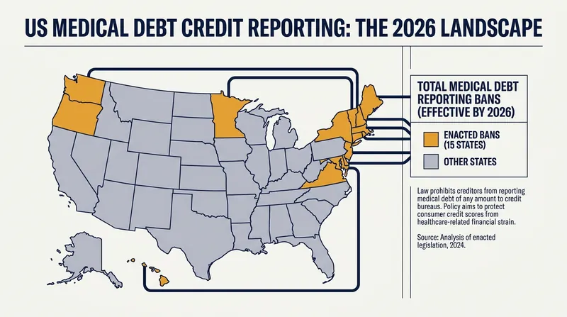 As of 2026, fifteen states have stepped in to ban medical debt reporting entirely for their residents.