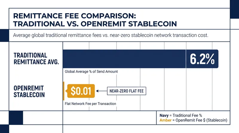 Comparing the cost of traditional cross-border transfers to the new Layer-2 stablecoin protocol.