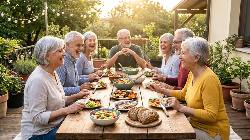The social and psychological context of eating is an independent predictor of longevity, lowering cortisol and systemic stress.