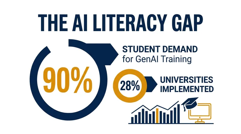 While student demand for AI training is nearly universal, institutional implementation lags behind.