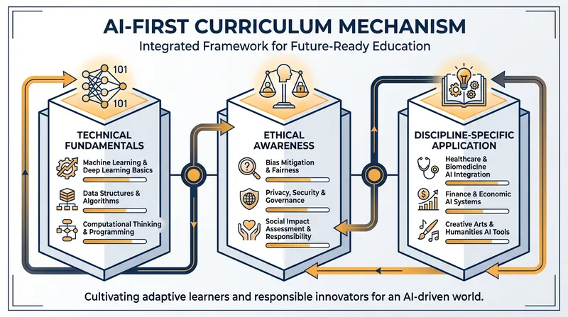The three pillars of a modern AI-first university curriculum.