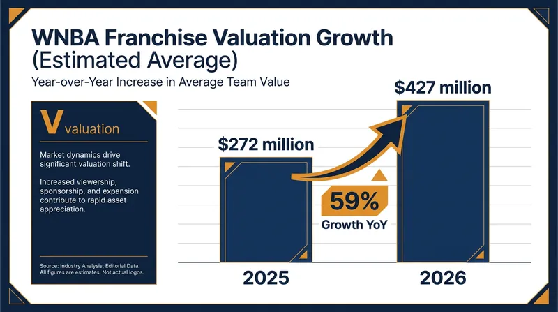 WNBA average franchise valuations surged 59% between 2025 and 2026.