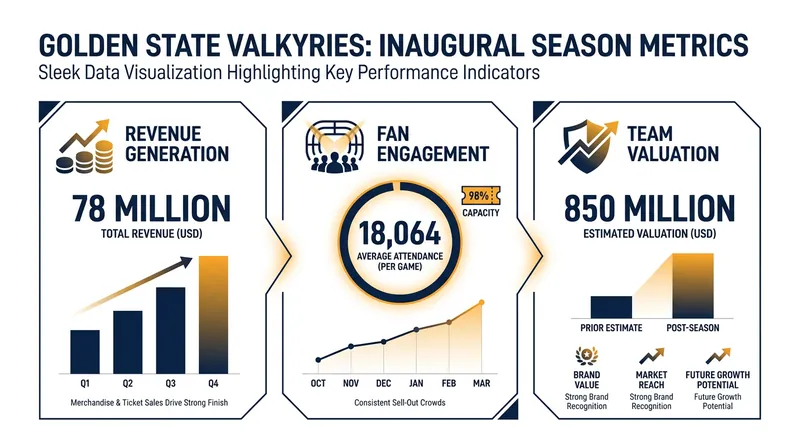 The Golden State Valkyries set league records in their inaugural season, driving their valuation to a women's sports record $850 million.