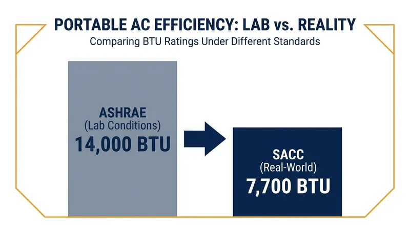 The Department of Energy's SACC rating reveals the true cooling capacity of portable units by accounting for real-world heat infiltration.