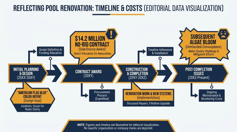 Timeline and costs of the $14.2 million Reflecting Pool renovation.